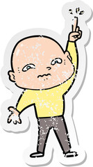 distressed sticker of a nervous cartoon man asking question