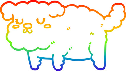 rainbow gradient line drawing of a cartoon dog