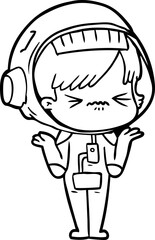 confused cartoon space girl