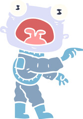 flat color style cartoon weird alien communicating