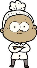cartoon happy old woman