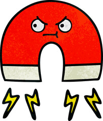 retro grunge texture cartoon of a magnet