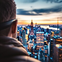 Person overlooking a city