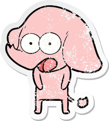 distressed sticker of a cute cartoon elephant