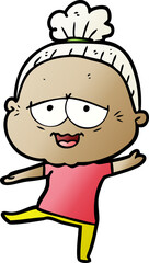 cartoon happy old lady