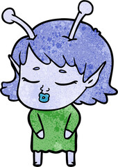 cute alien girl cartoon