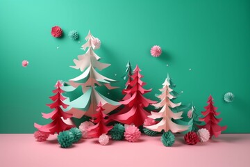 Festive evergreen tree and joyful celebration idea for Christmas and New Year. Generative AI