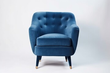 isolated blue armchair on white background. Generative AI