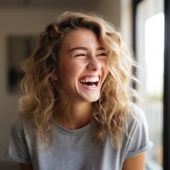 Person smiling and laughing
