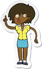 sticker of a cartoon woman with question