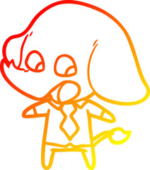 warm gradient line drawing of a cute cartoon elephant