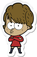 sticker of a cartoon woman