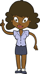 cartoon happy woman with idea