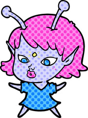 pretty cartoon alien girl