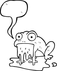 freehand drawn speech bubble cartoon gross little frog