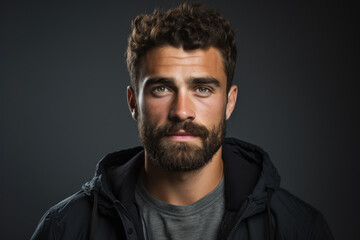 Fototapeta premium Close-up view of man with beard. This image can be used to portray masculinity, fashion, grooming, or even character in film or book.
