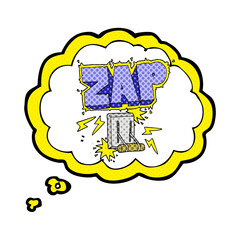 freehand drawn thought bubble cartoon electrical switch zapping