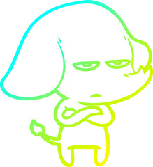 cold gradient line drawing of a annoyed cartoon elephant