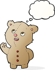 Naklejka premium cartoon cute teddy bear with thought bubble