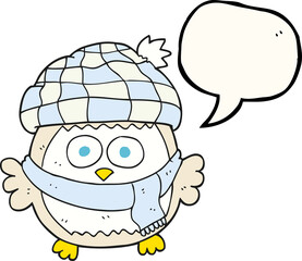 freehand drawn speech bubble cartoon cute little owl