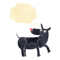 funny cartoon dog with thought bubble