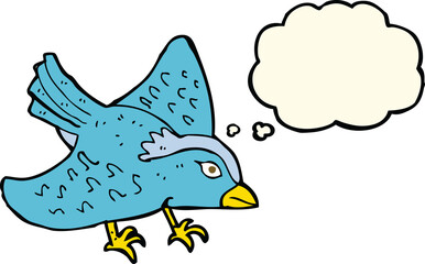 Fototapeta premium cartoon garden bird with thought bubble