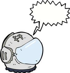 cartoon astronaut helmet with speech bubble