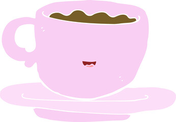 flat color style cartoon hot cup of coffee