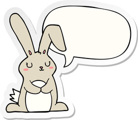 cartoon rabbit with speech bubble sticker