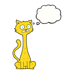 freehand drawn thought bubble cartoon cat