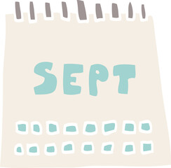 cartoon doodle calendar showing month of september