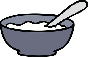 hand drawn quirky cartoon bowl of porridge