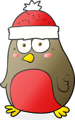 freehand drawn cartoon christmas robin