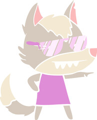 Obraz premium cool flat color style cartoon wolf girl