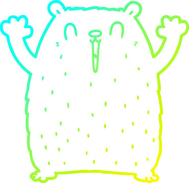 recommend clip art: cold gradient line drawing of a happy cartoon bear