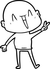 happy cartoon bald man