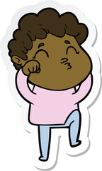 Fototapeta premium sticker of a cartoon man pouting