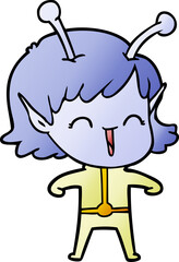 cartoon alien girl laughing
