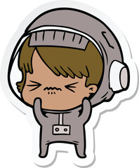 sticker of a angry cartoon space girl