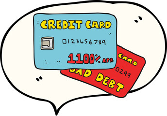 freehand drawn speech bubble cartoon credit cards