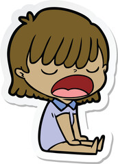 sticker of a cartoon woman talking loudly