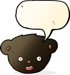 cartoon black bear face with speech bubble