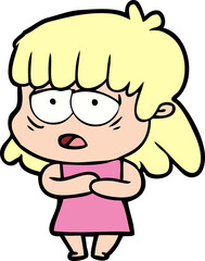 cartoon tired woman