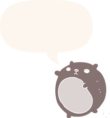 cartoon bear with speech bubble in retro style