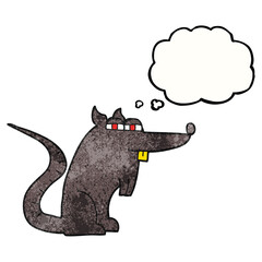 freehand drawn thought bubble textured cartoon evil rat