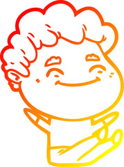 warm gradient line drawing of a cartoon friendly man