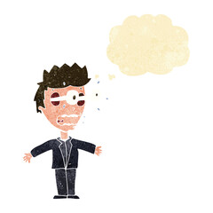 cartoon staring man with thought bubble
