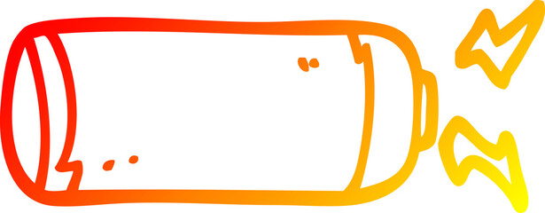 warm gradient line drawing of a cartoon battery