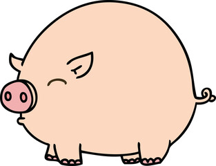 hand drawn quirky cartoon pig