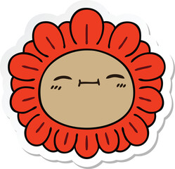 sticker of a quirky hand drawn cartoon flower